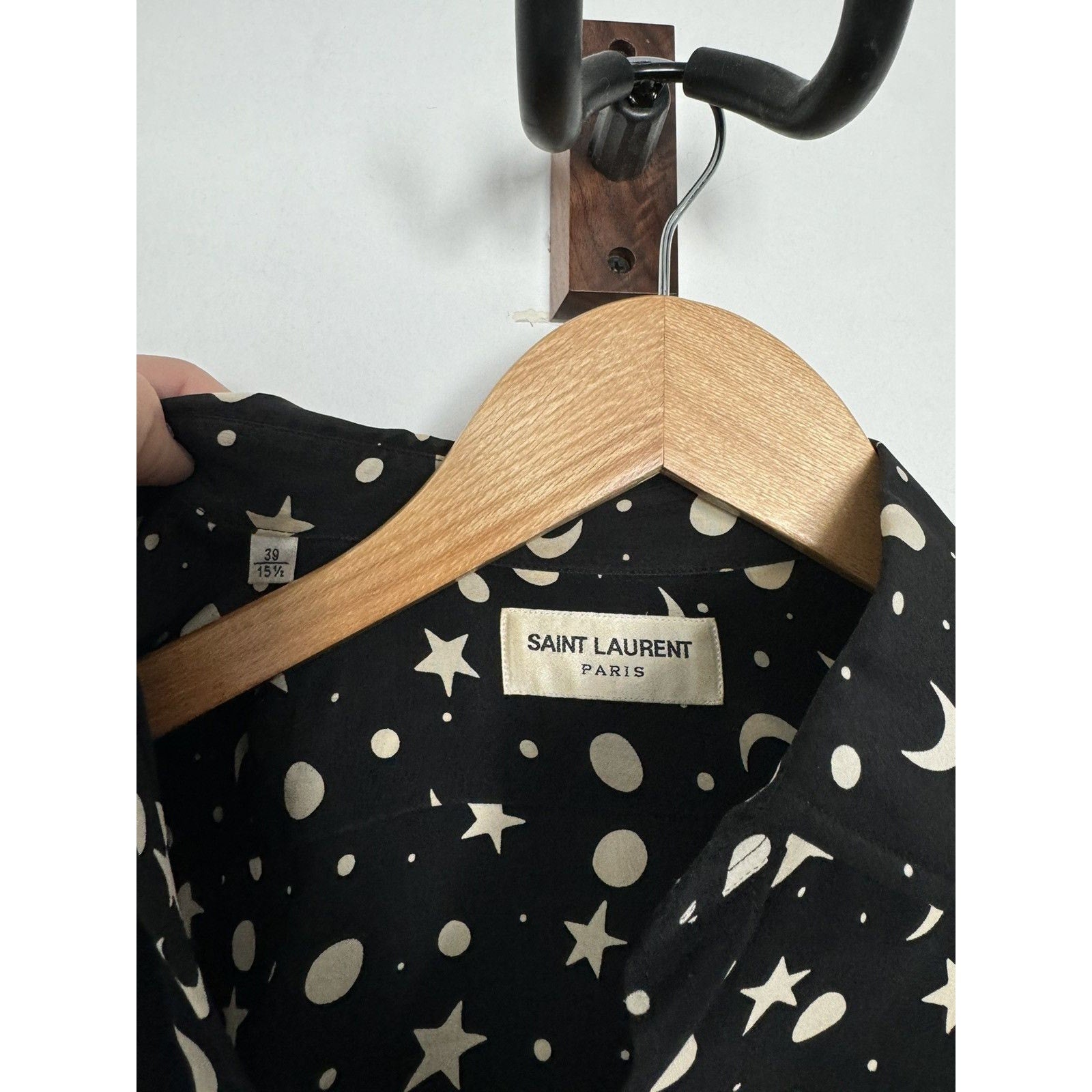 Saint Laurent Silk Hedi Moon and Stars shirt 39