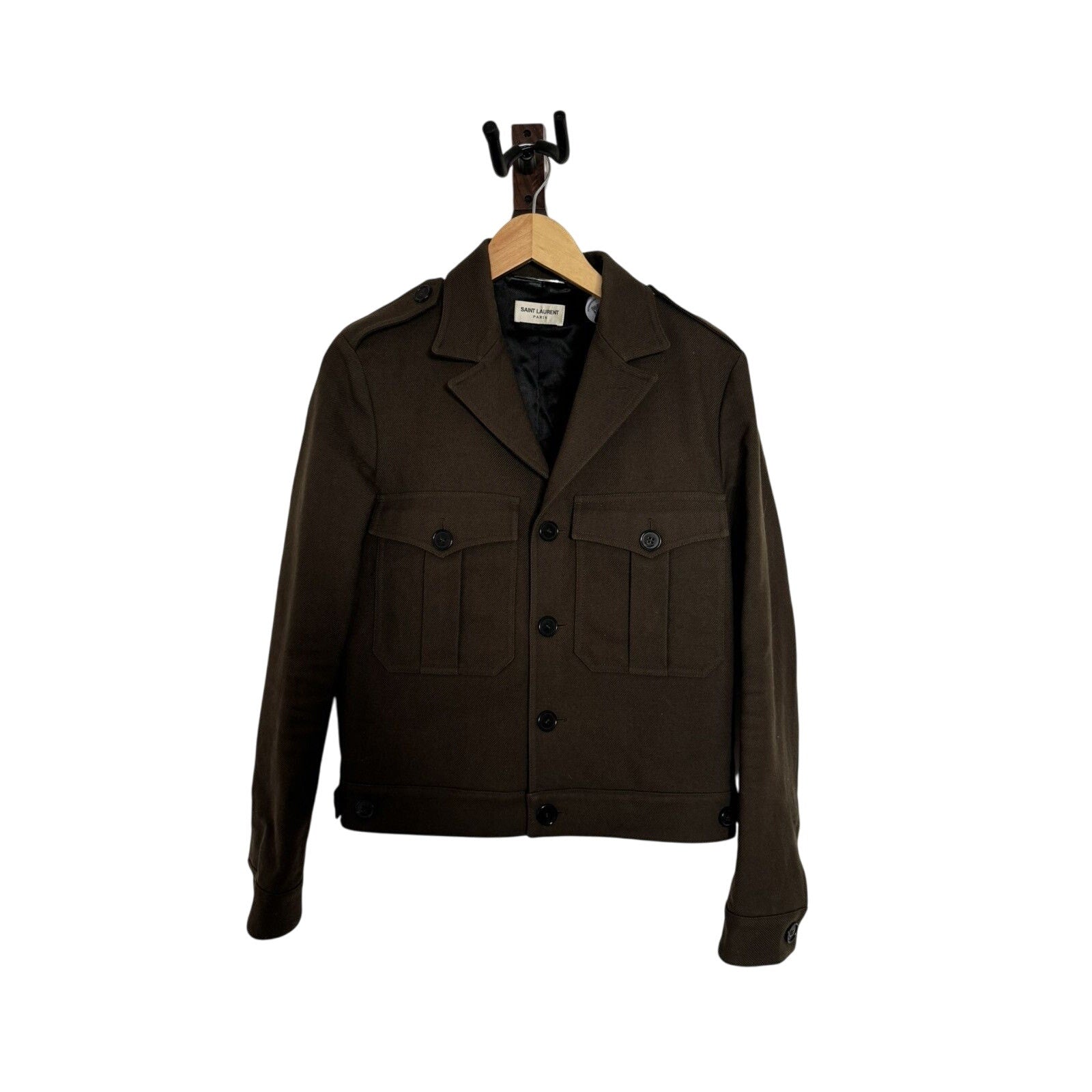 Saint Laurent FW15 Runway Wool Cropped officer Jacket