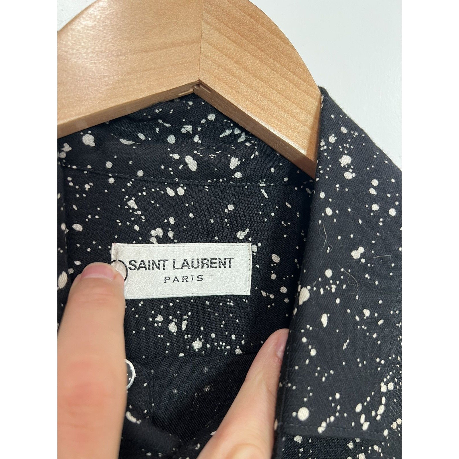 Saint Laurent Paint splatter hedi viscose shirt