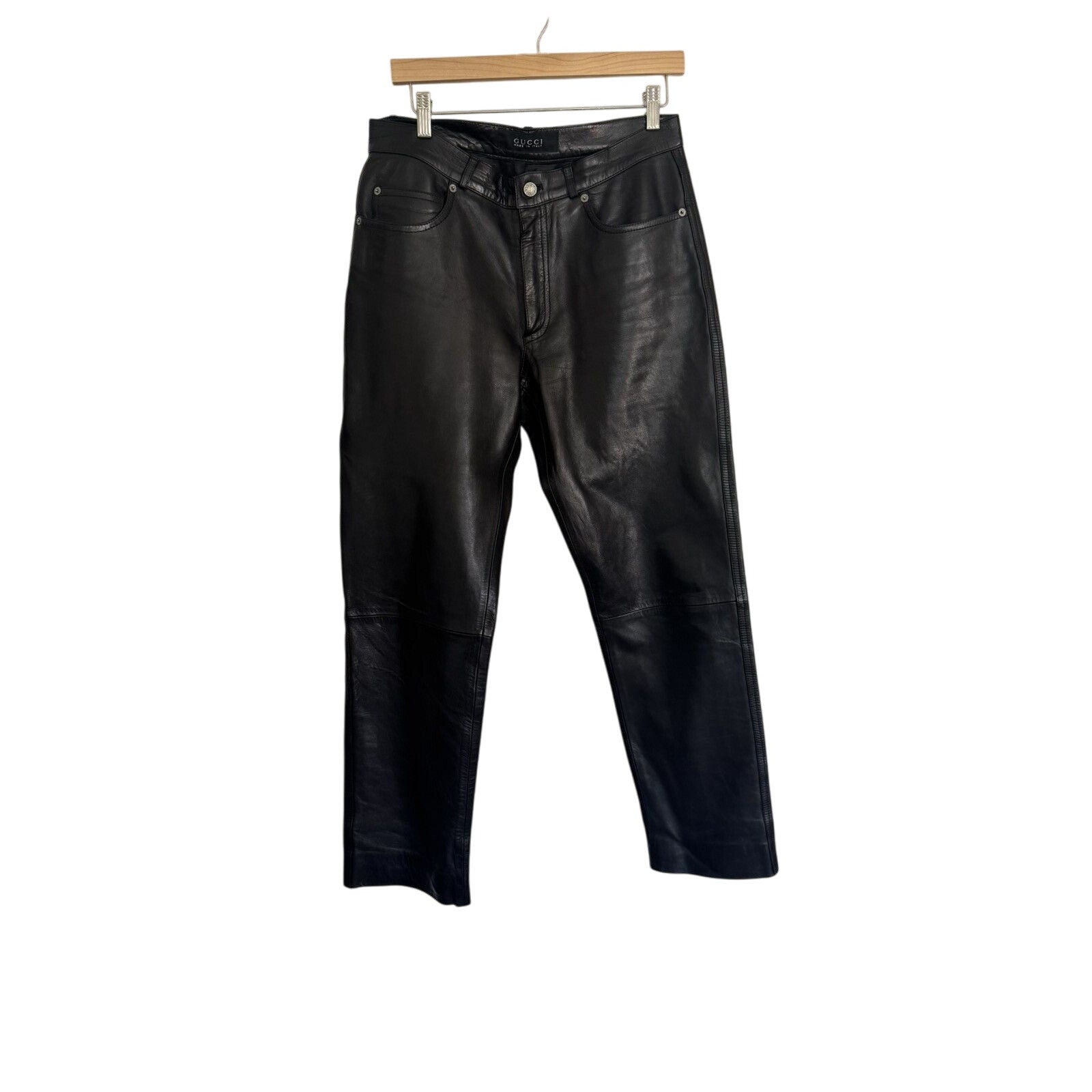 Gucci Vintage Lamb Straight Leg Leather pants 48