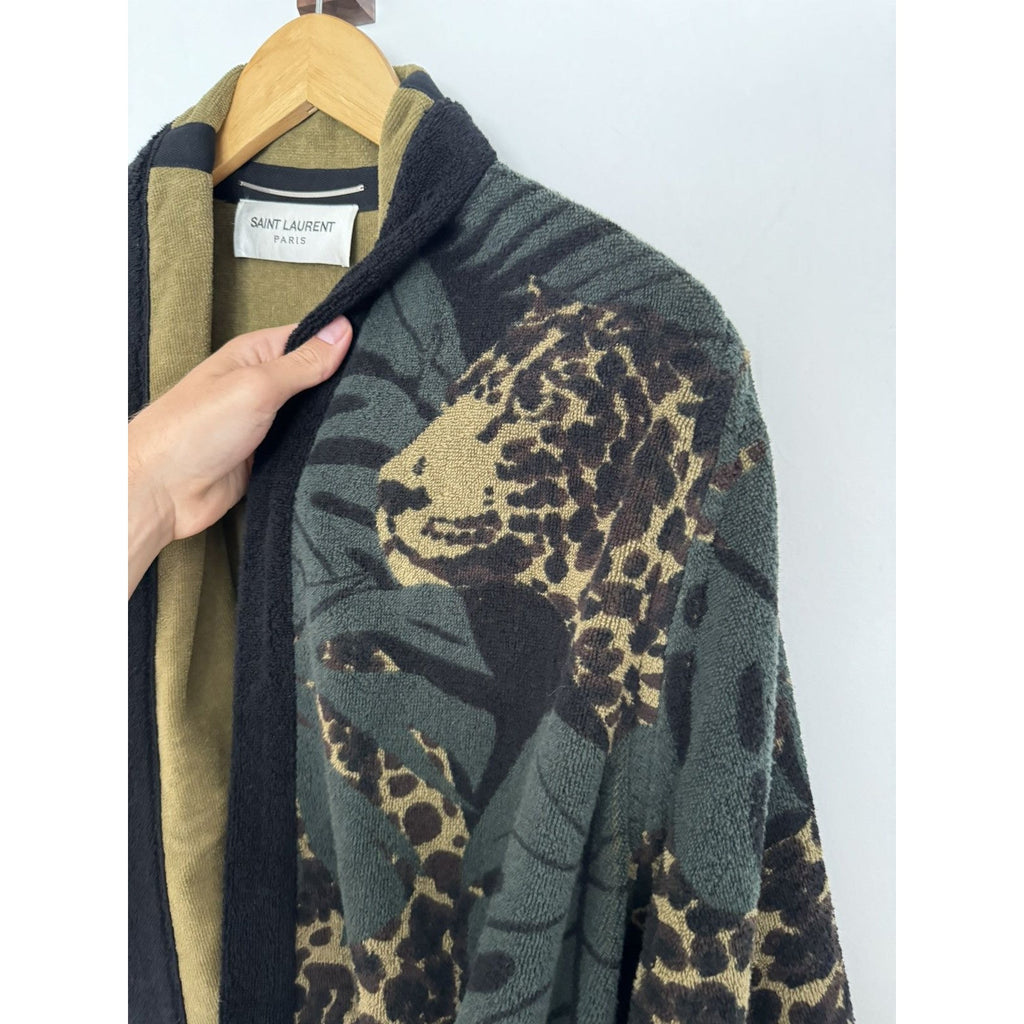 Saint Laurent Leopard terry Cardigan Robe