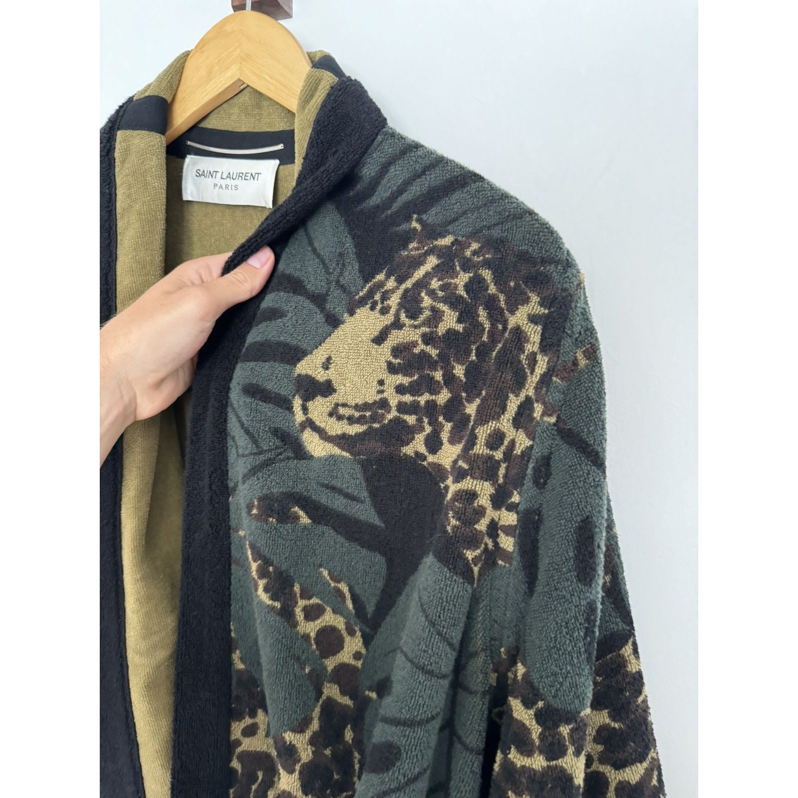 Saint Laurent Leopard terry Cardigan Robe