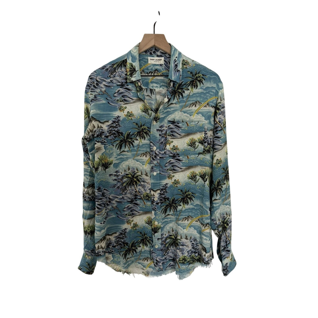 Saint Laurent SS16 39 Hawaiian shirt raw hem