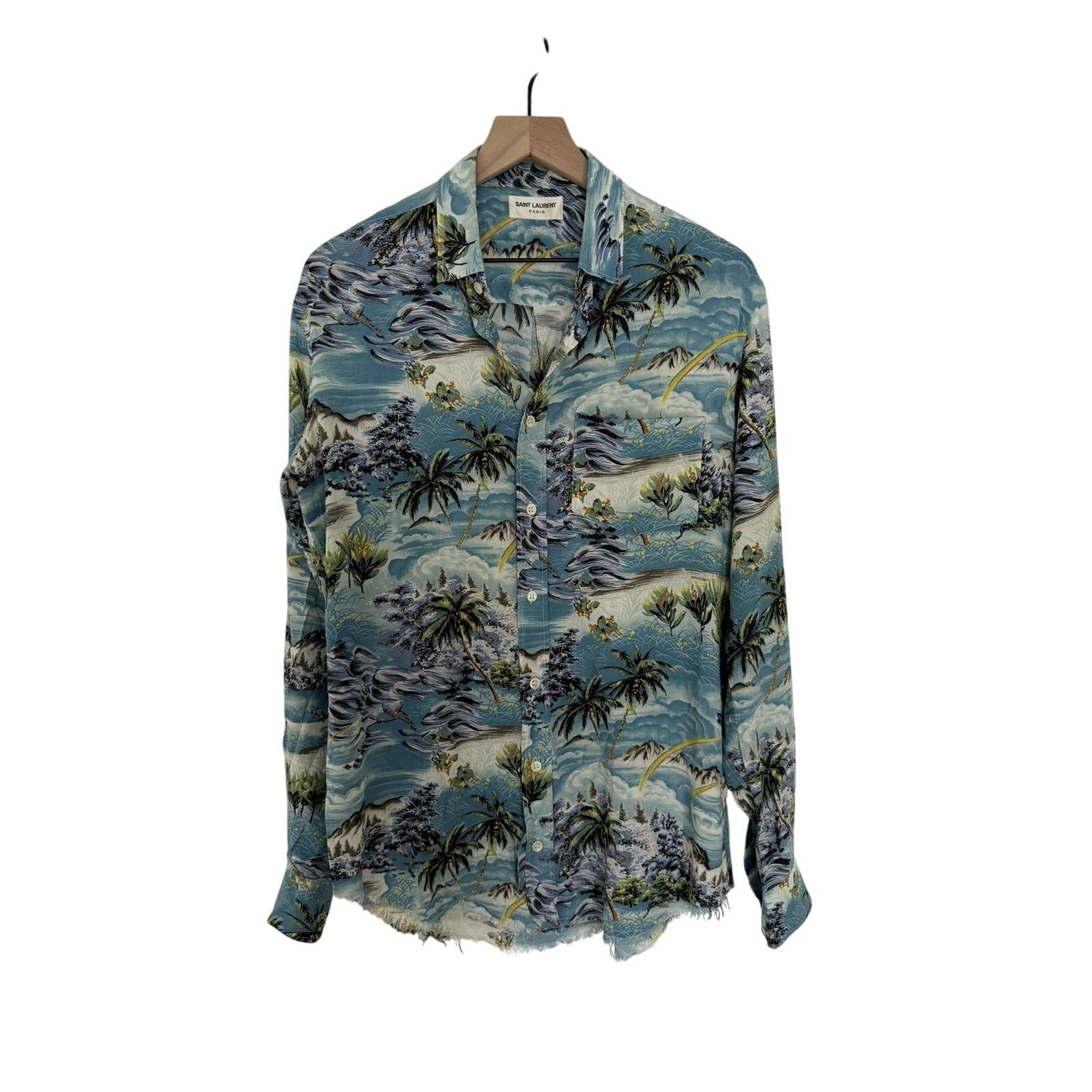 Saint Laurent SS16 39 Hawaiian shirt raw hem