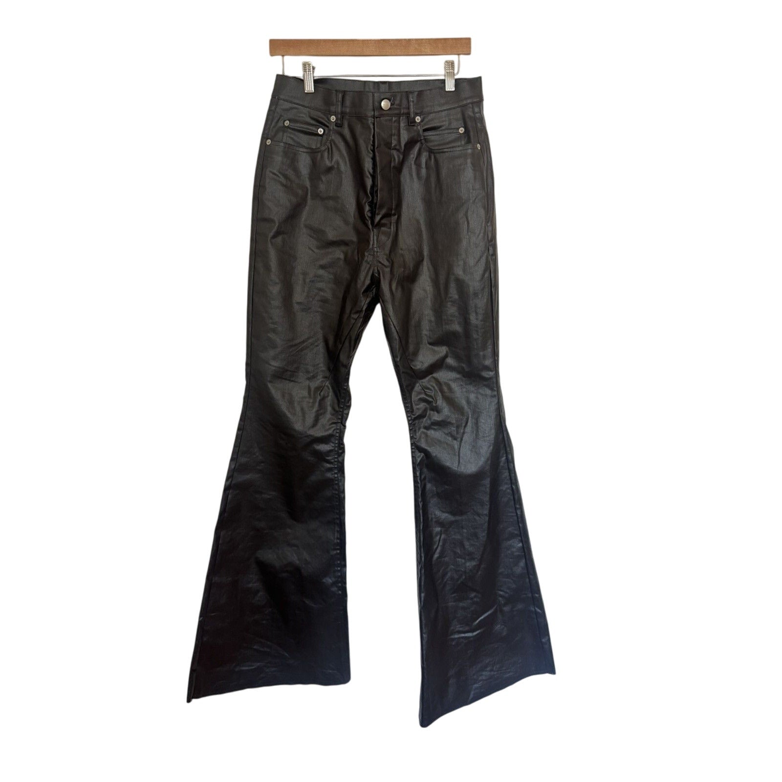Rick Owens Black Waxed Bolan Flares Hollywood