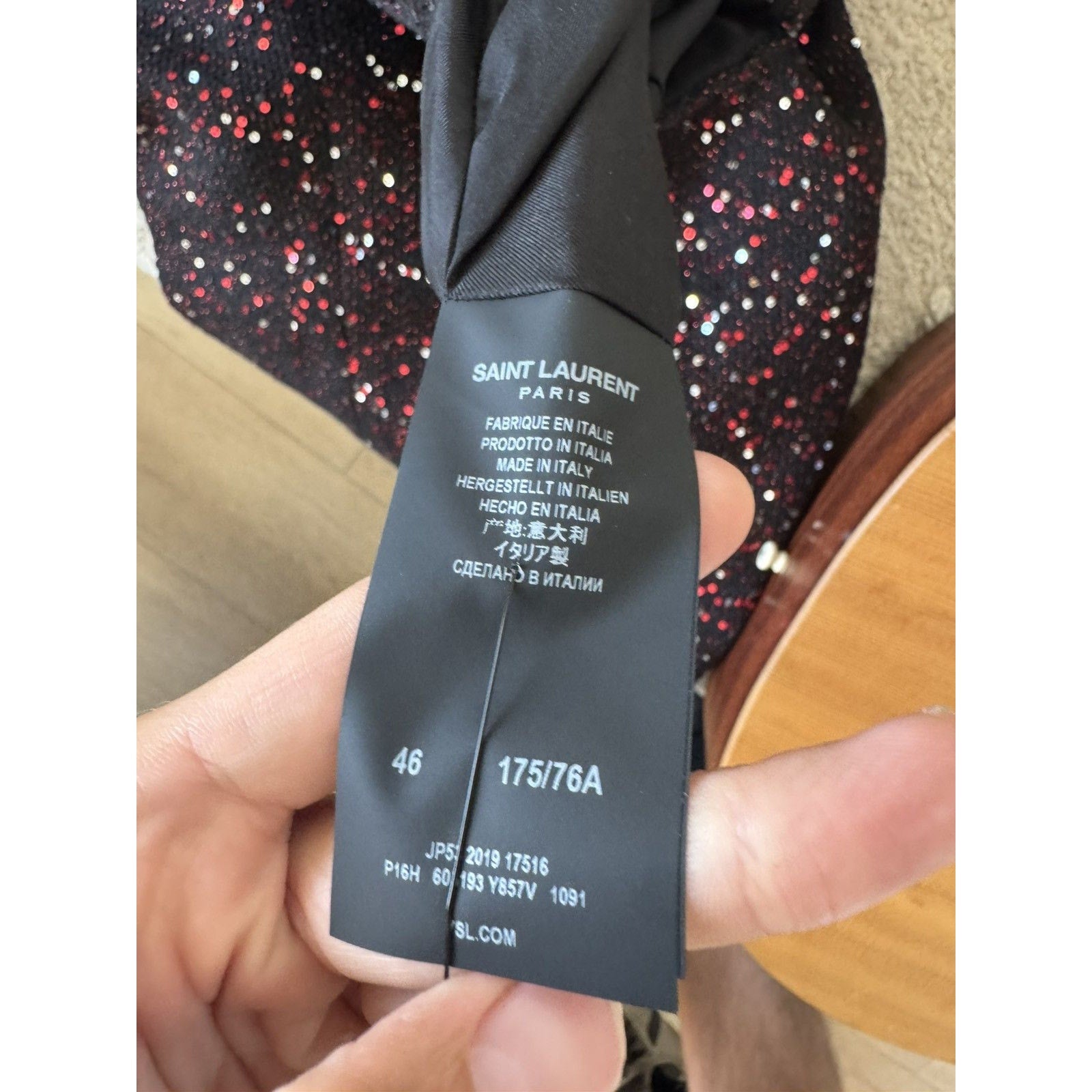 Saint Laurent Red Sequins Runway Trousers 46