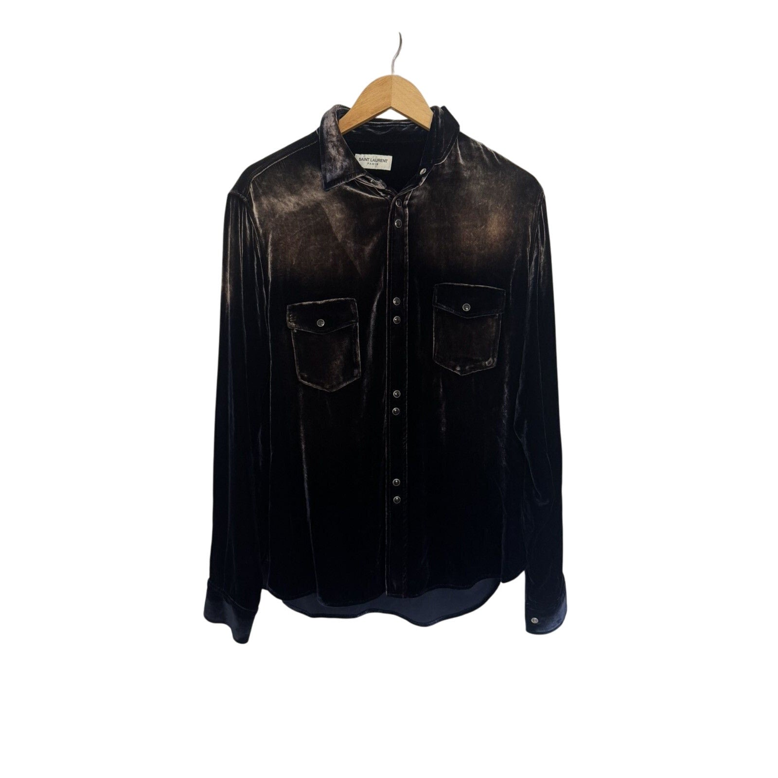 Saint Laurent Bleached Velour indigo shirt large