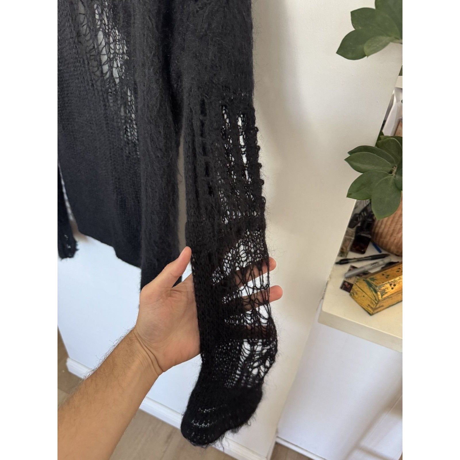 Rick Owens Mohair Fisherman Knit Hoodie XL