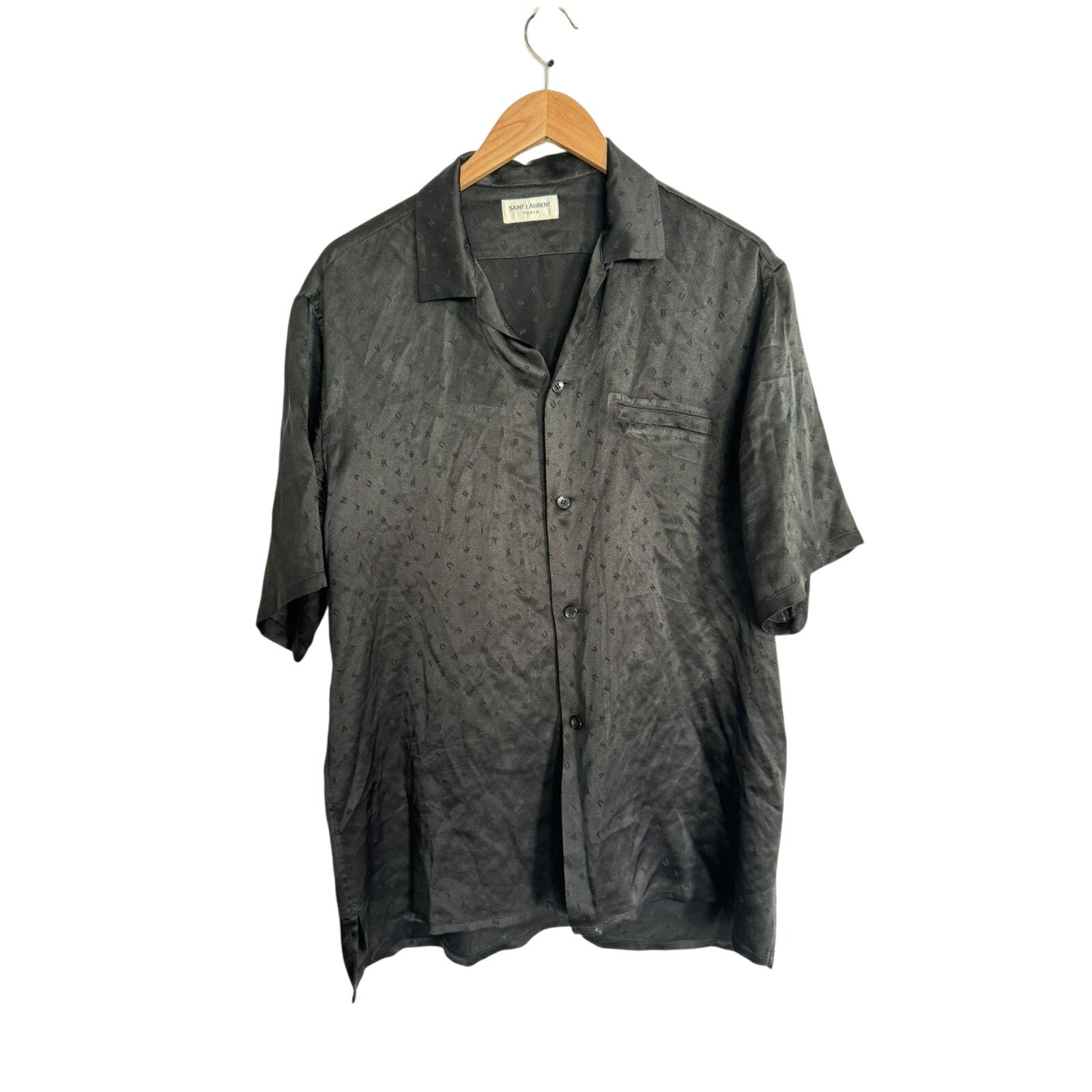 Saint Laurent Silk Logo Camp Shirt 42