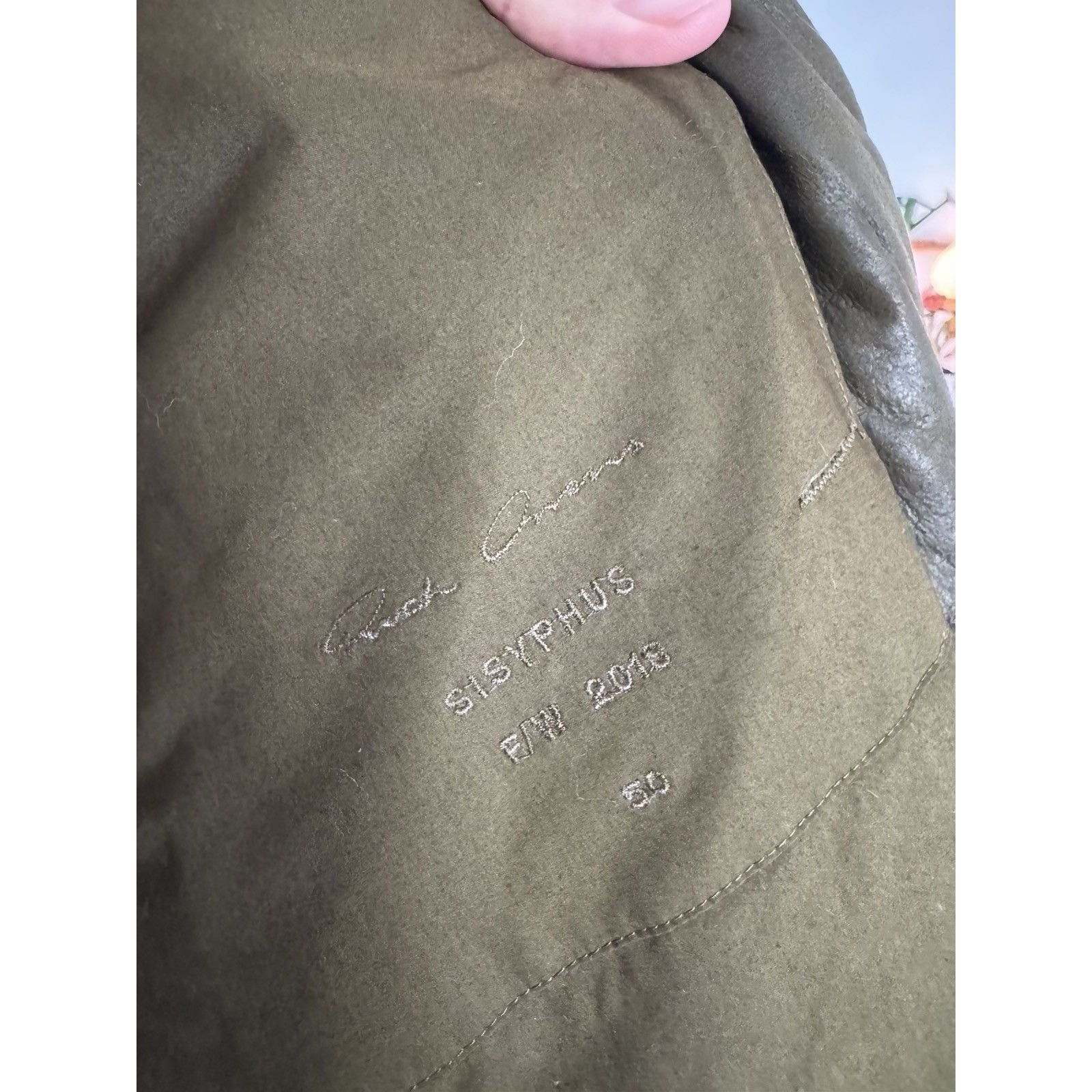 Rick Owens Green Sisyphus Leather Racer Jacket 50