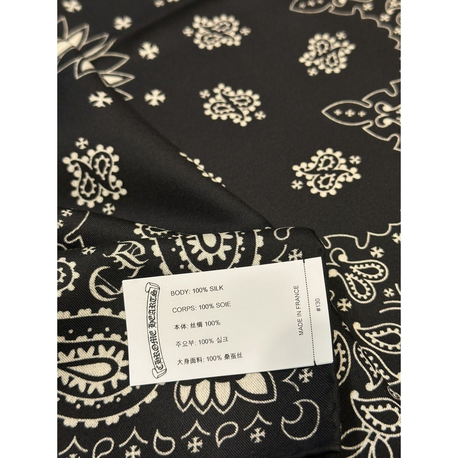 New Chrome Hearts Silk Paisley Bandana Scarf