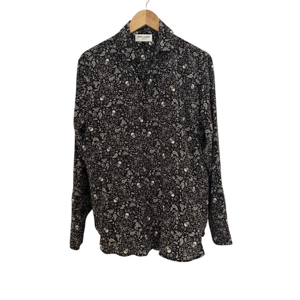 Saint Laurent Silk de crepe skulls shirt 38