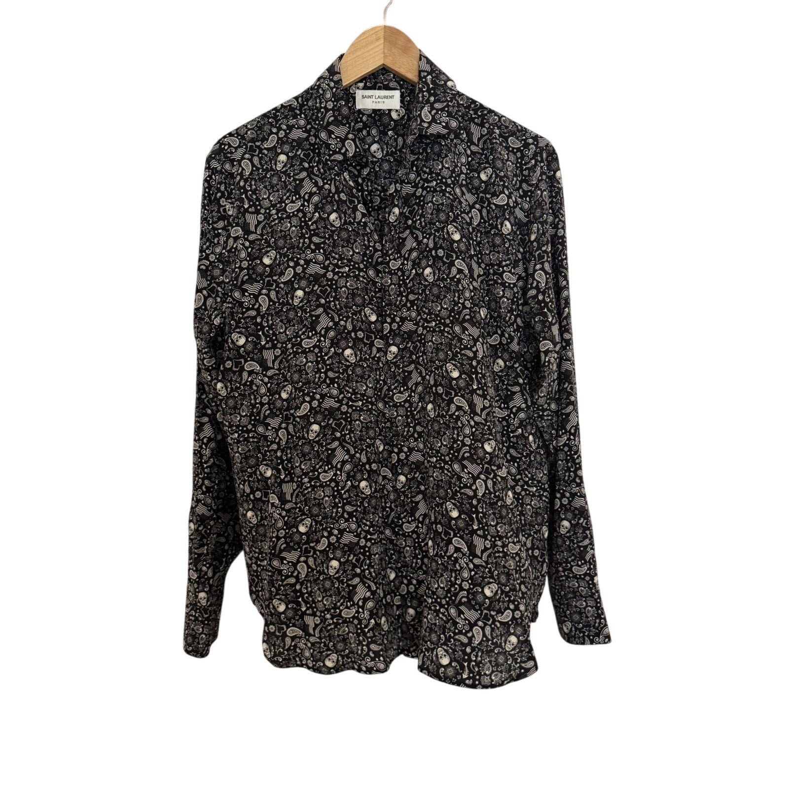 Saint Laurent Silk de crepe skulls shirt 38
