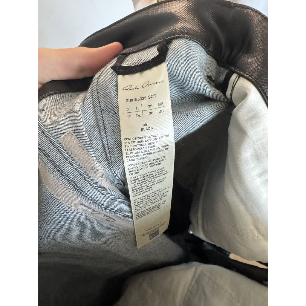 Rick Owens Black Waxed Bolan Flares Hollywood