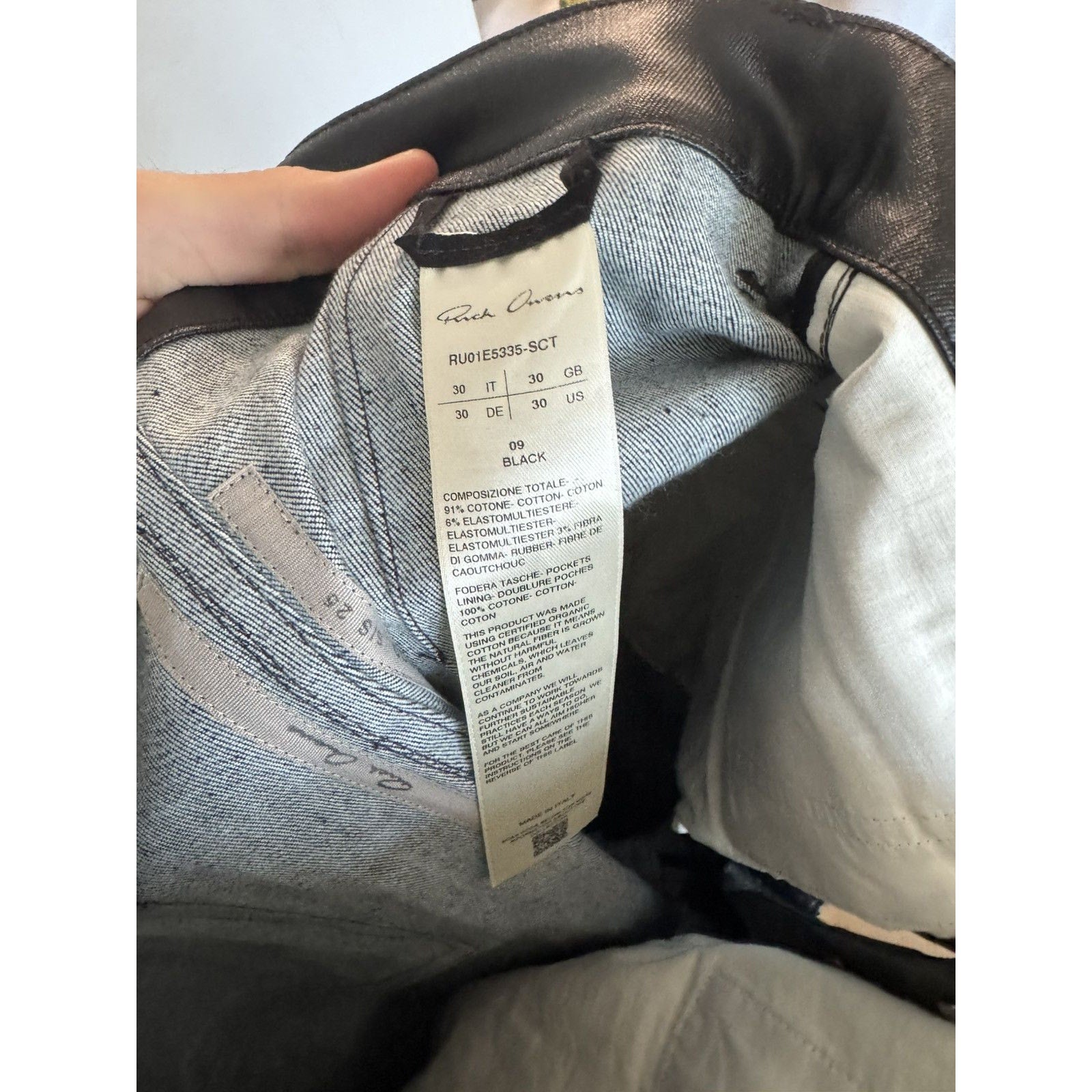 Rick Owens Black Waxed Bolan Flares Hollywood