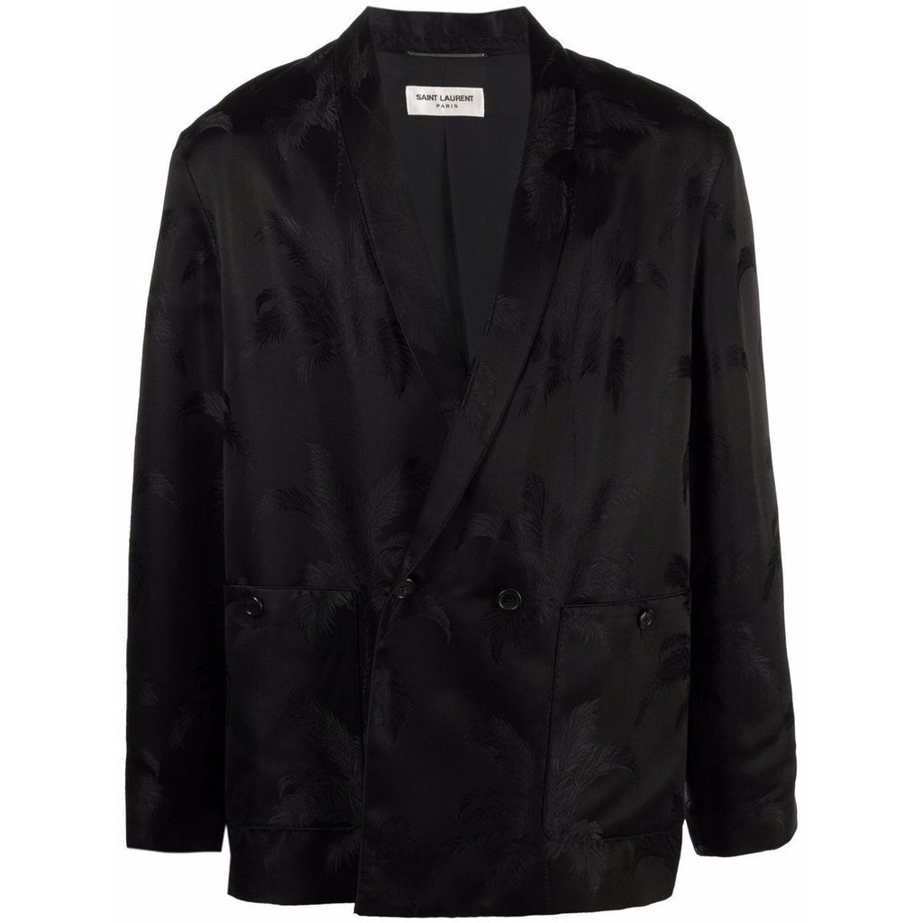 Saint Laurent Silk Palm Tree Japanese Style Blazer 50