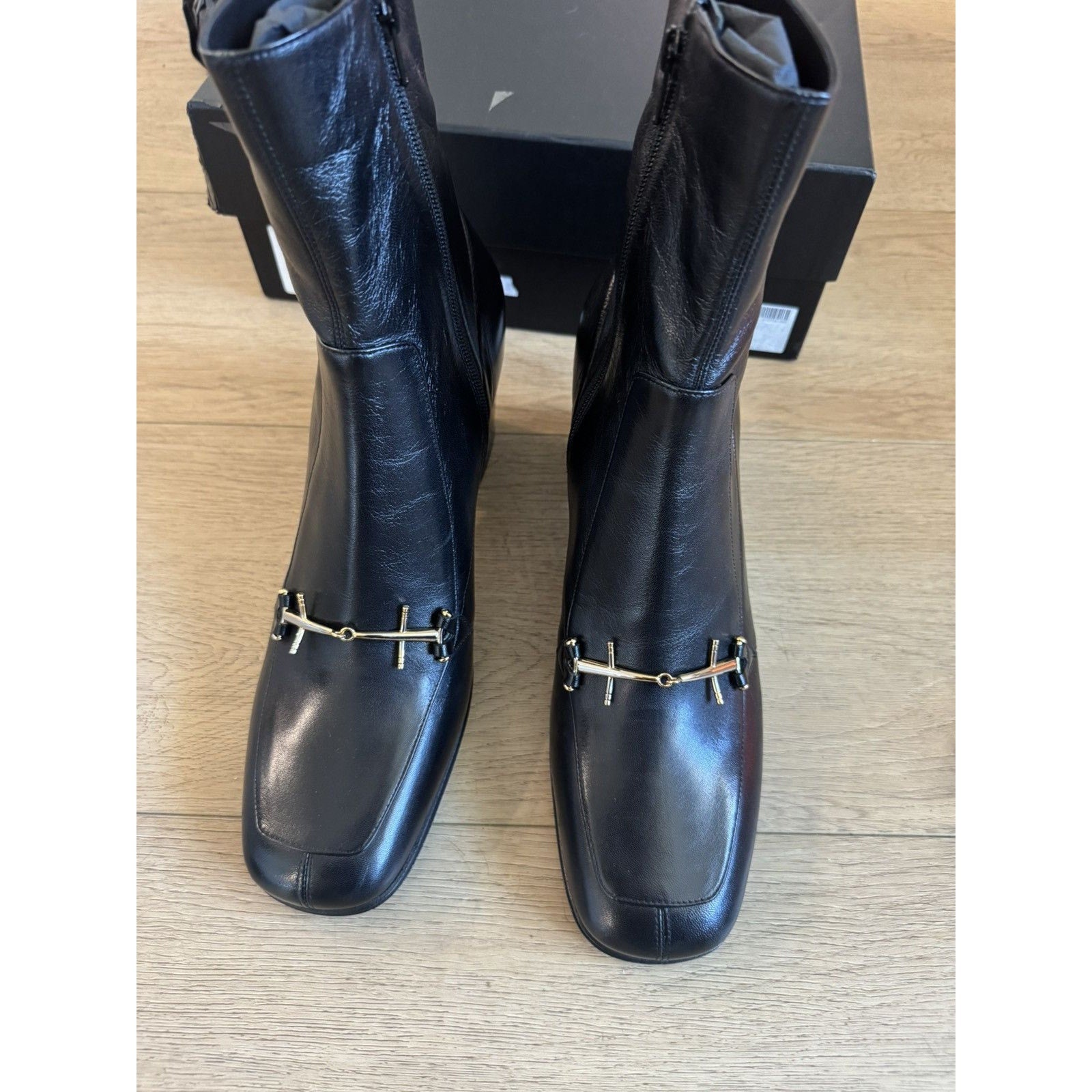 Saint Laurent New Beau 75 Horsebit Leather Boots 44