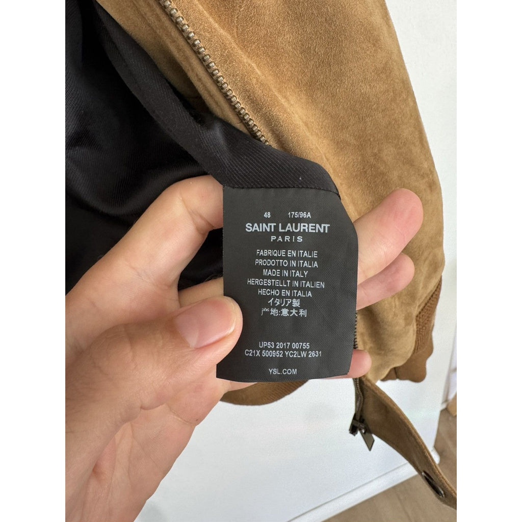 Saint Laurent Tan Suede MA-1 Bomber
