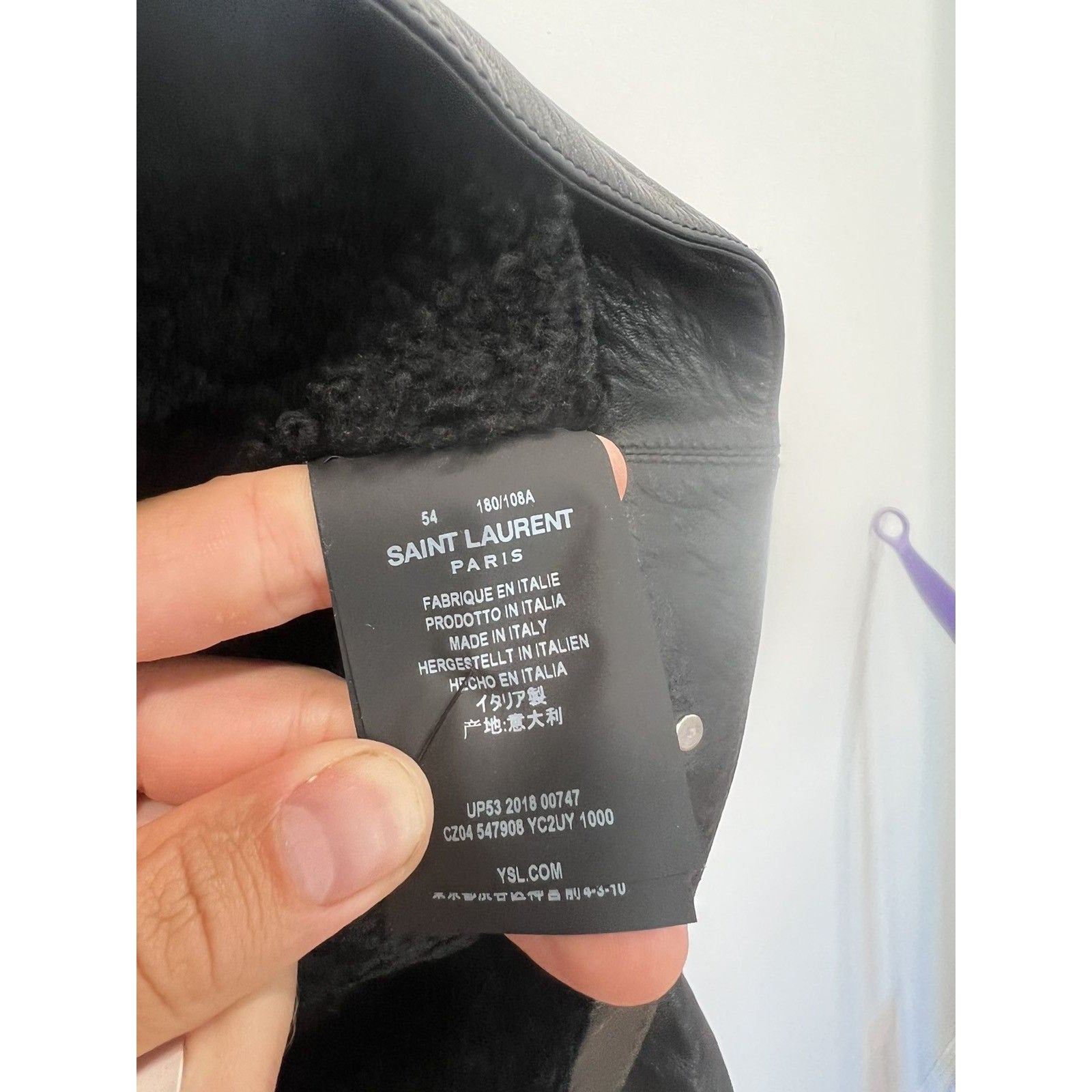 Saint Laurent FW16 Shearling Lined Leather trucker 54