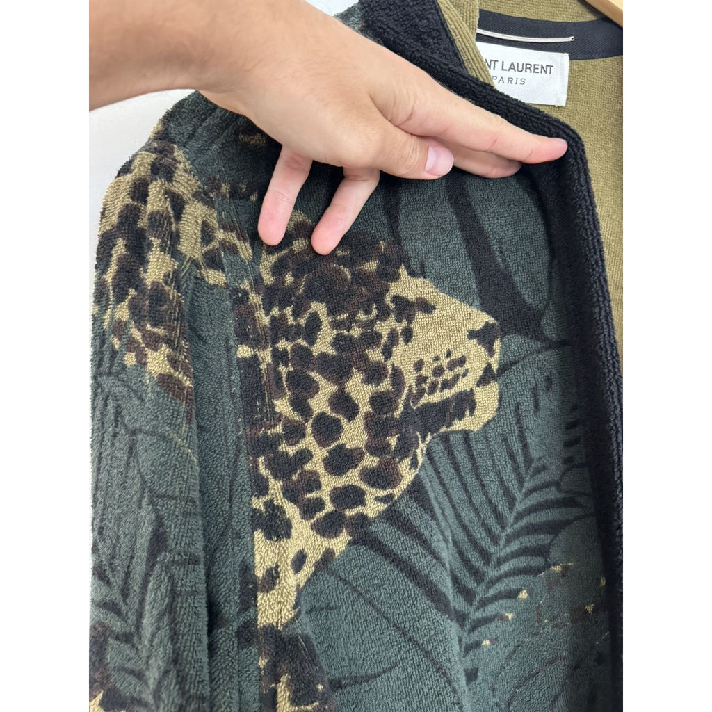 Saint Laurent Leopard terry Cardigan Robe