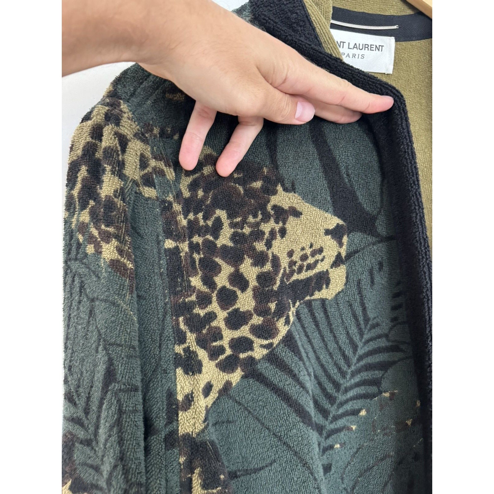 Saint Laurent Leopard terry Cardigan Robe