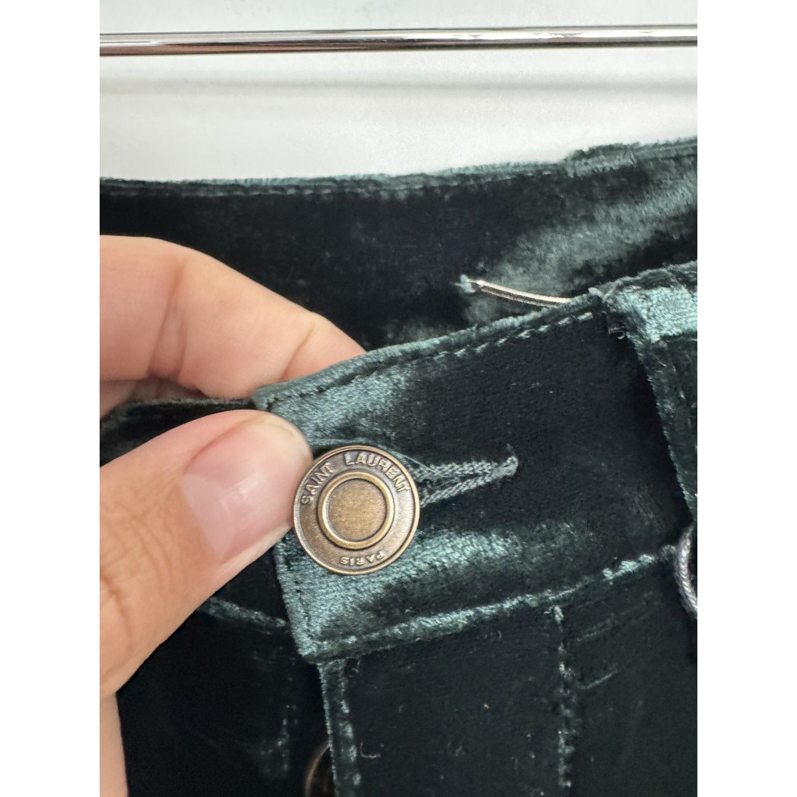 Saint Laurent Green Velour Highwaisted pants 31