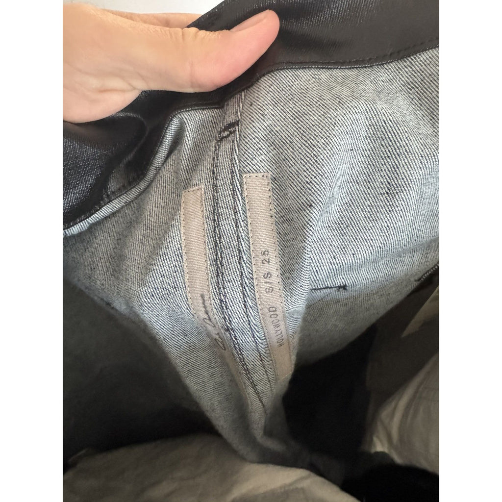 Rick Owens Black Waxed Bolan Flares Hollywood