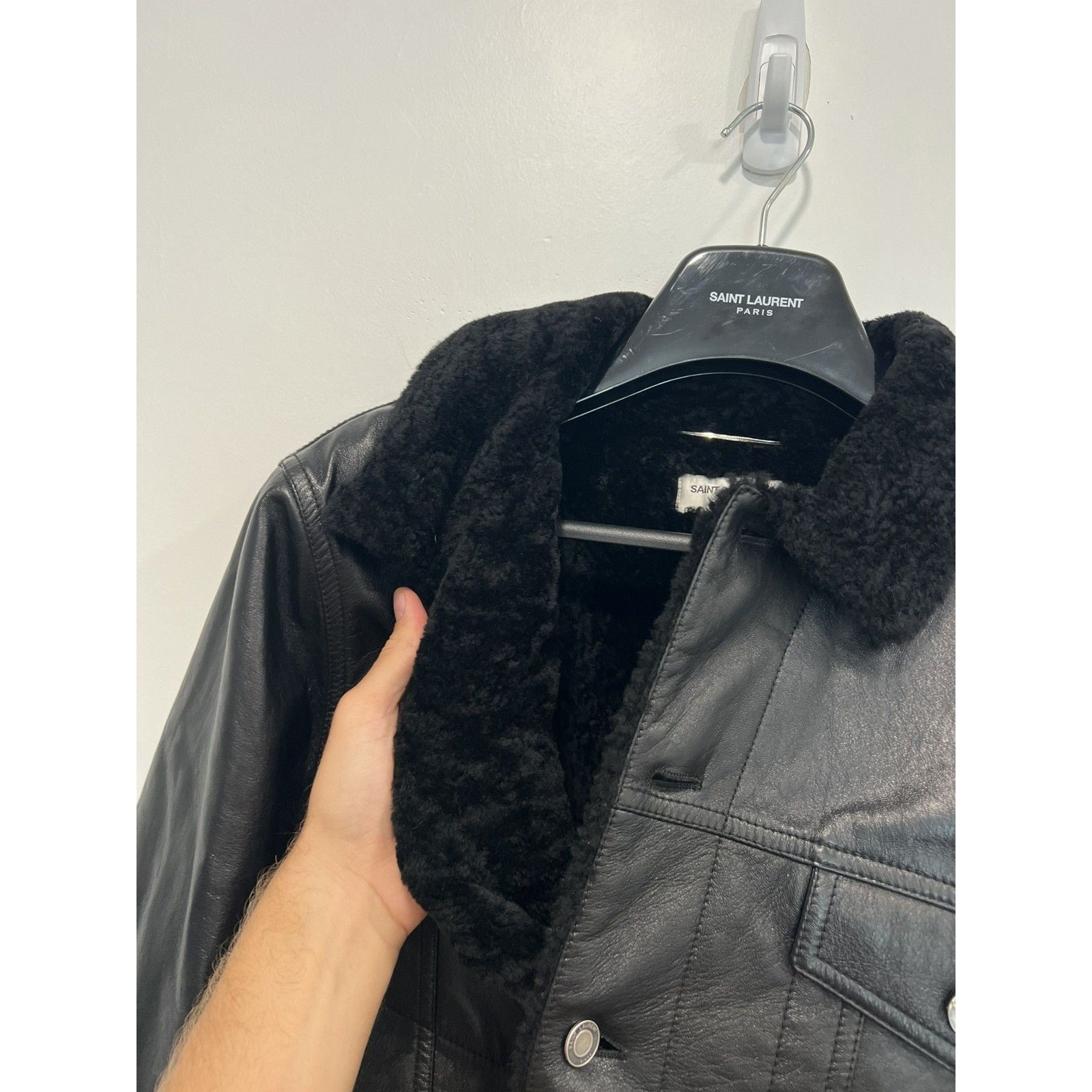 Saint Laurent FW16 Shearling Lined Leather trucker 54