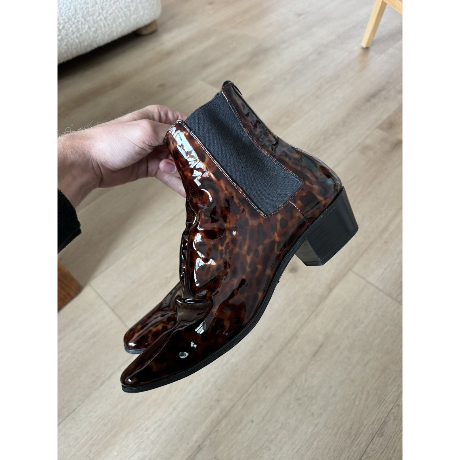 Saint Laurent Patent Tortoise Chelsea 41