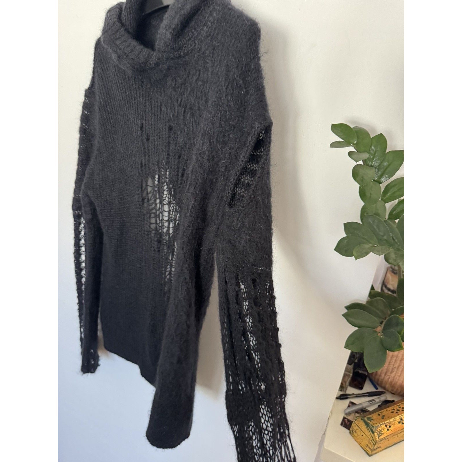 Rick Owens Mohair Fisherman Knit Hoodie XL