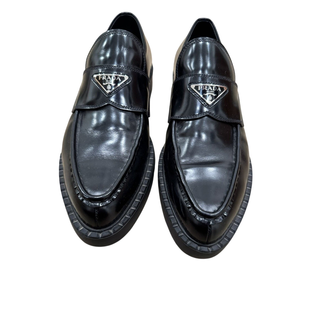 Prada Triangle logo pointed loafers 11