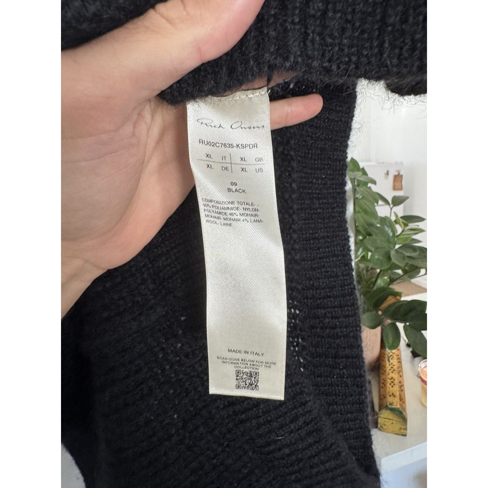 Rick Owens Mohair Fisherman Knit Hoodie XL