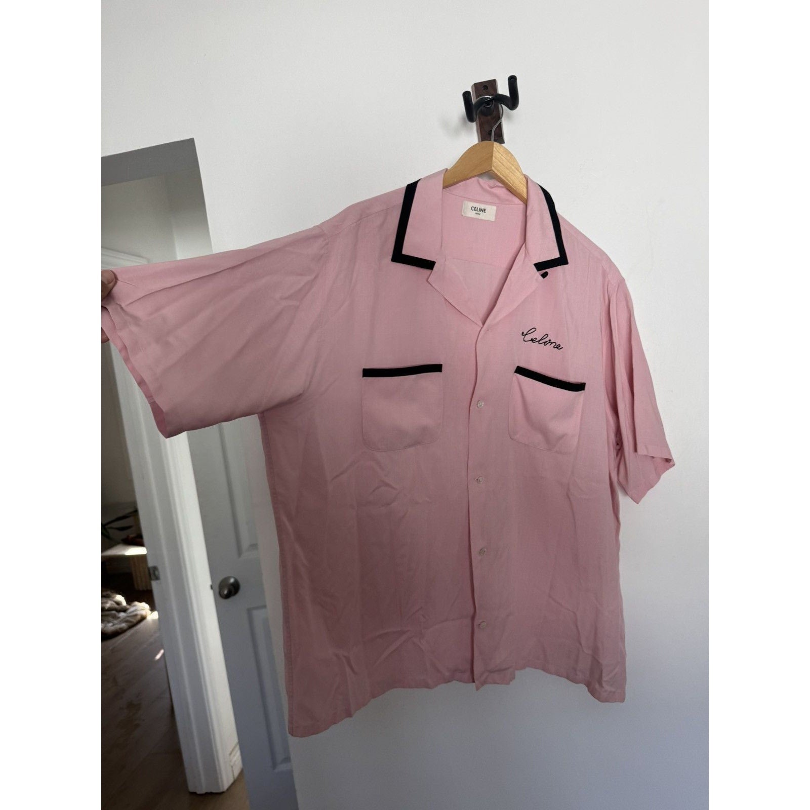 Celine Blush Pink Bowling Shirt Viscose 42