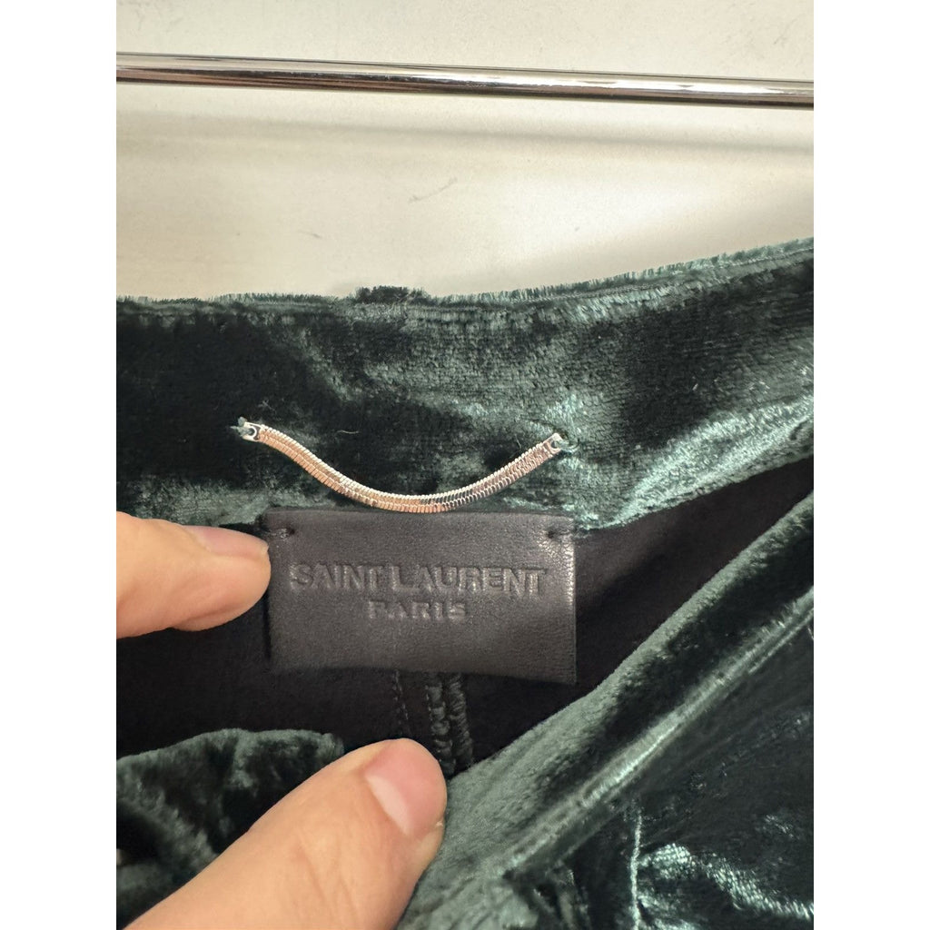 Saint Laurent Green Velour Highwaisted pants 31