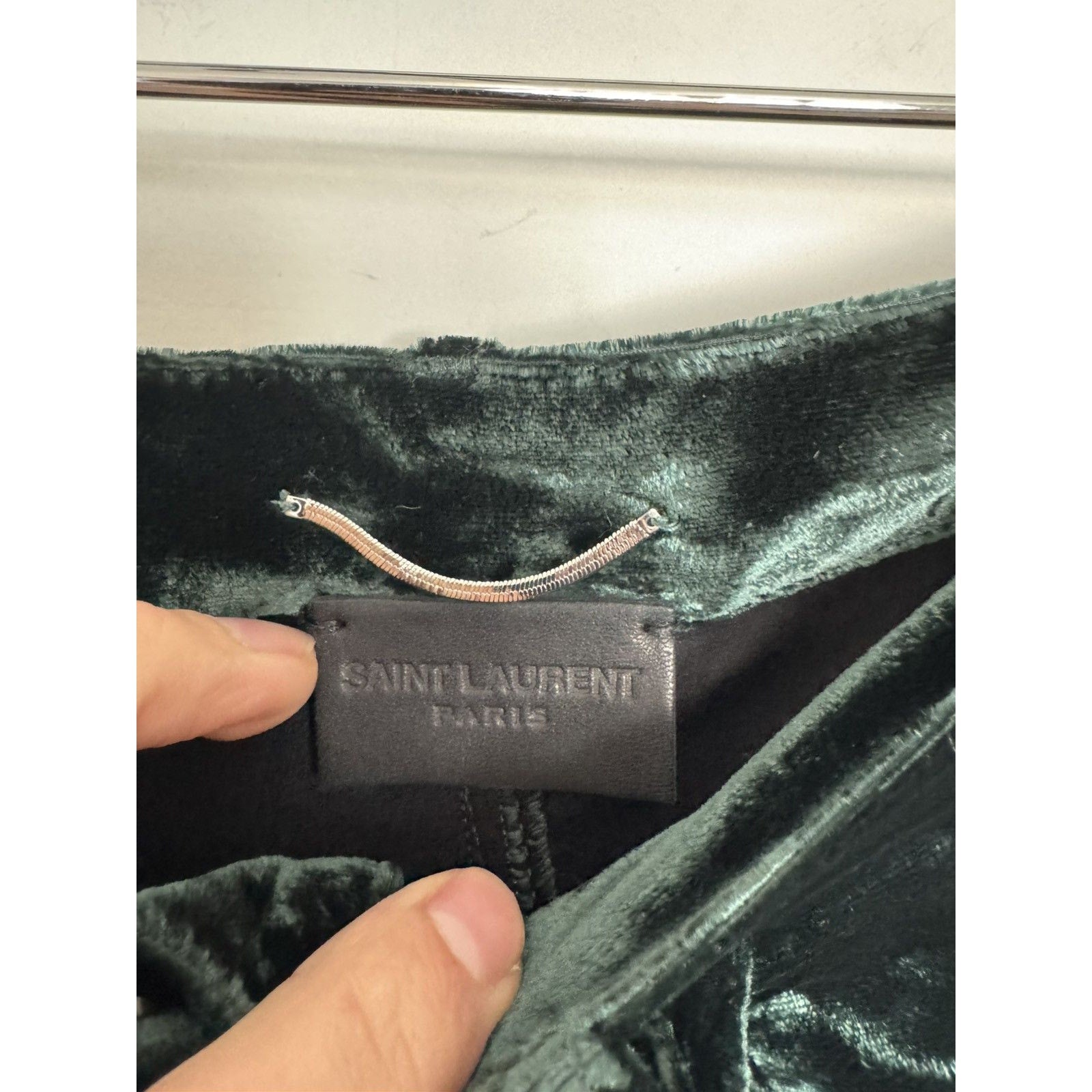 Saint Laurent Green Velour Highwaisted pants 31