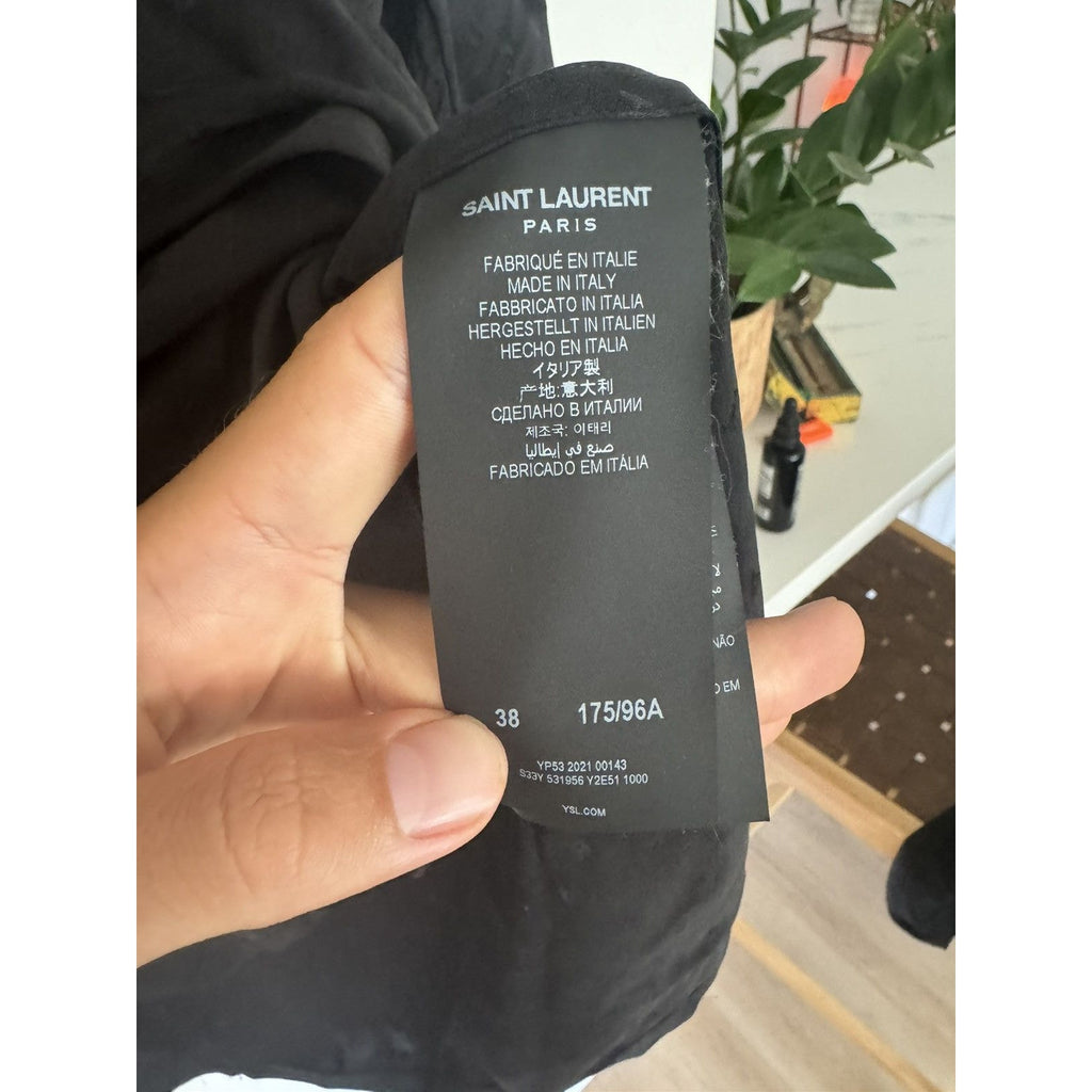 Saint Laurent Silk Jacquard Logo Shirt 38