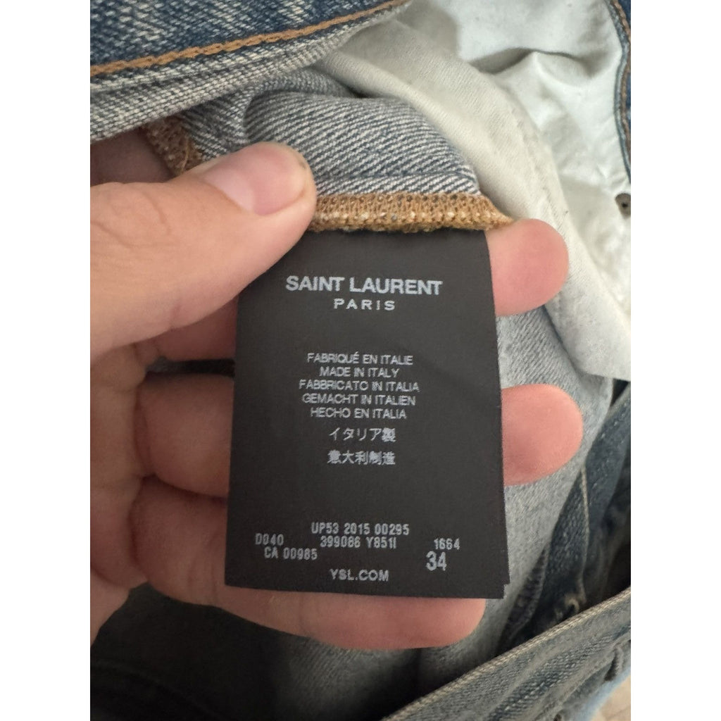 Saint Laurent Hedi Knee slit denim 34