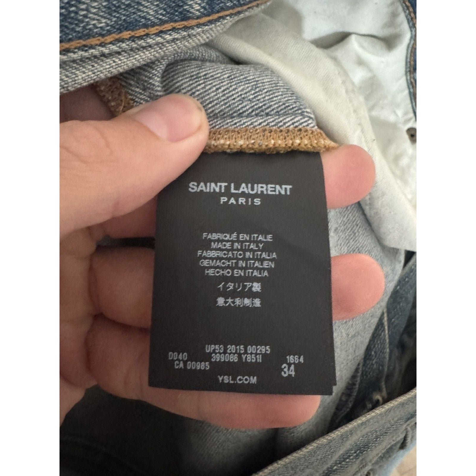 Saint Laurent Hedi Knee slit denim 34