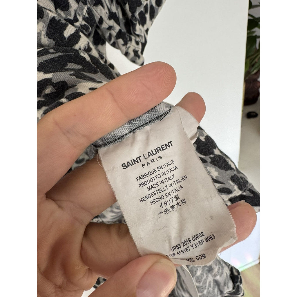 Saint Laurent Viscose SS16 Babycat Camp Shirt 39