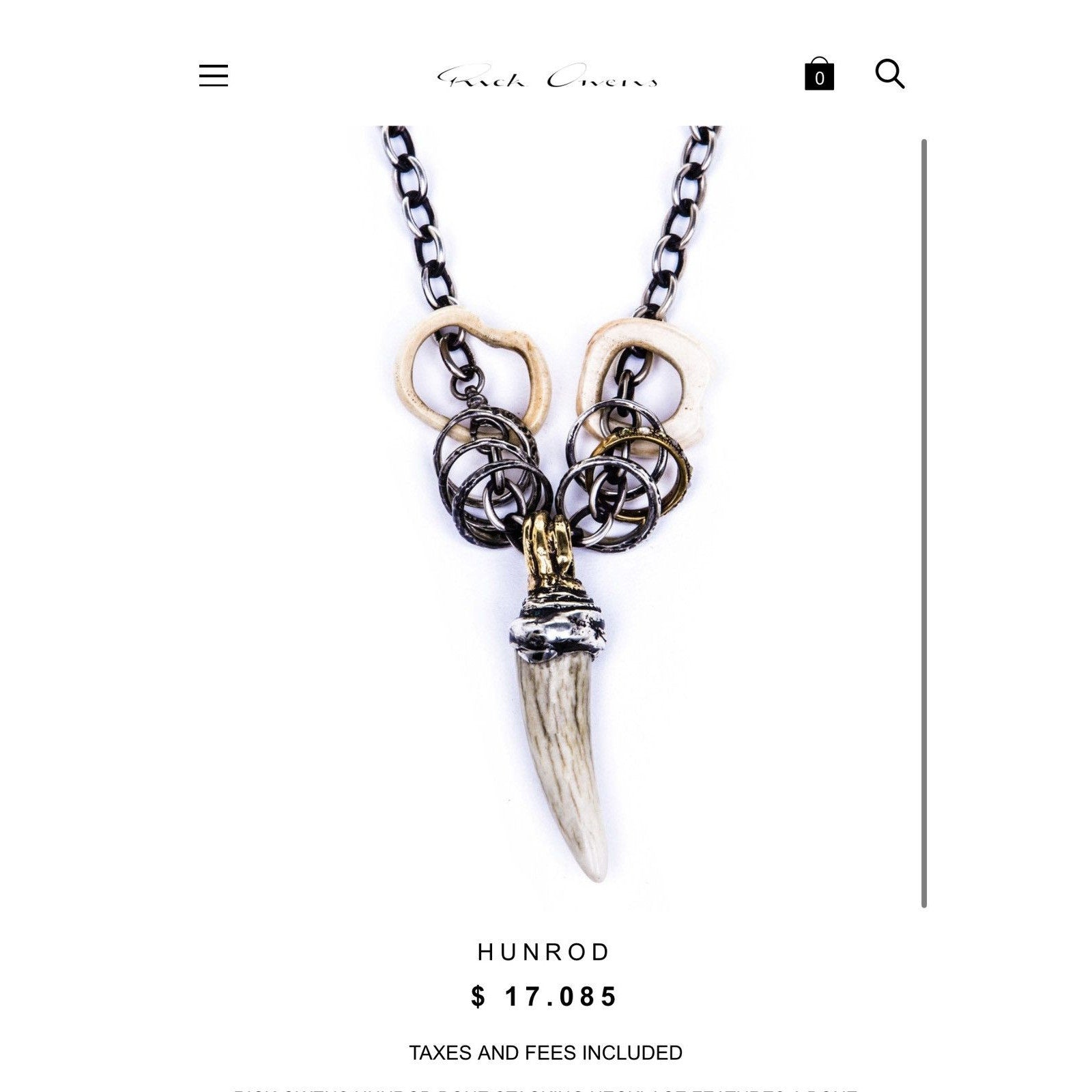 Rick Owens HUNROD Bone Stacking Necklace $17K MSRP