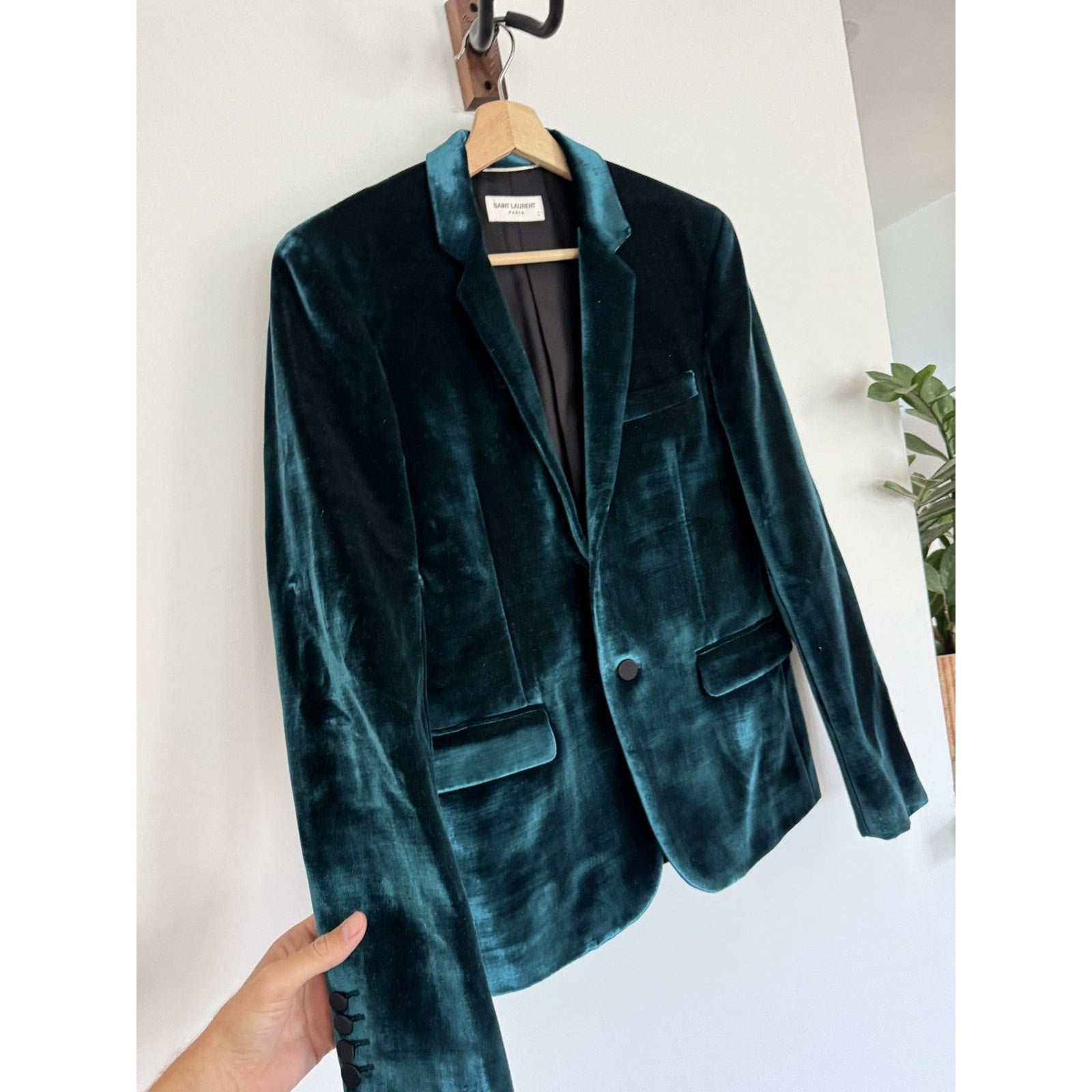 Saint Laurent Teal Velour Blazer