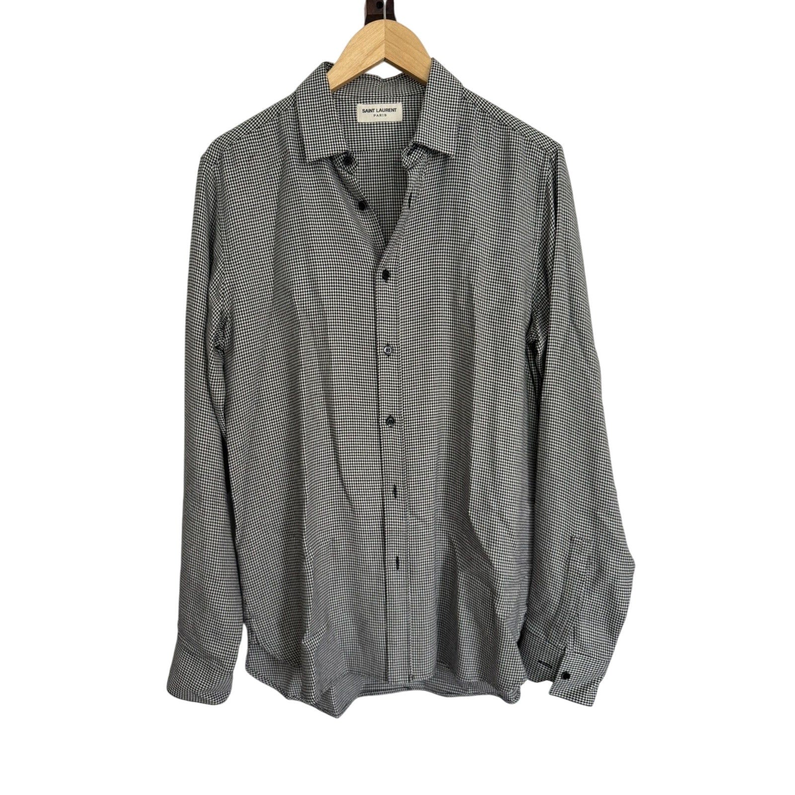 Saint Laurent Hedi Wool Houndstooth shirt 40