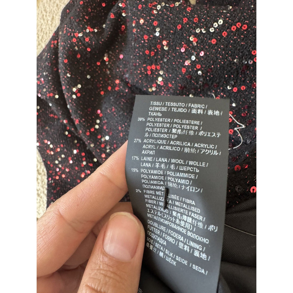 Saint Laurent Red Sequins Runway Trousers 46